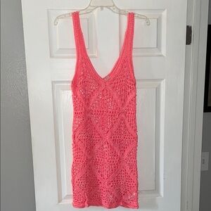 Hollister Vibrant Pink Crochet Swim Cover-Up